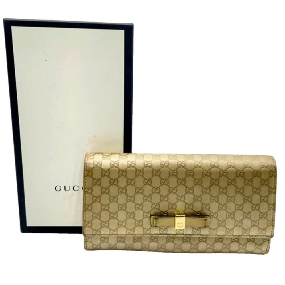 Gucci Guccissima Metallic Beige Long Wallet in mint condition